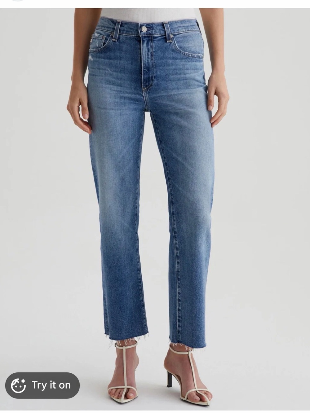 Ag Adriano Goldschmied Light-Mid Blue Straight Leg Jeans